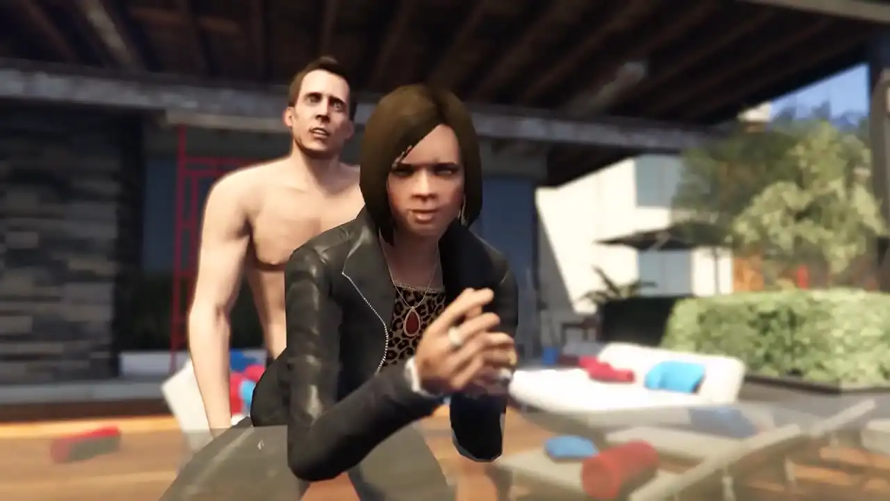 GTA 5 - Treinador de tênis transa com Natalia Zverovna enquanto espera por Michael e Franklin