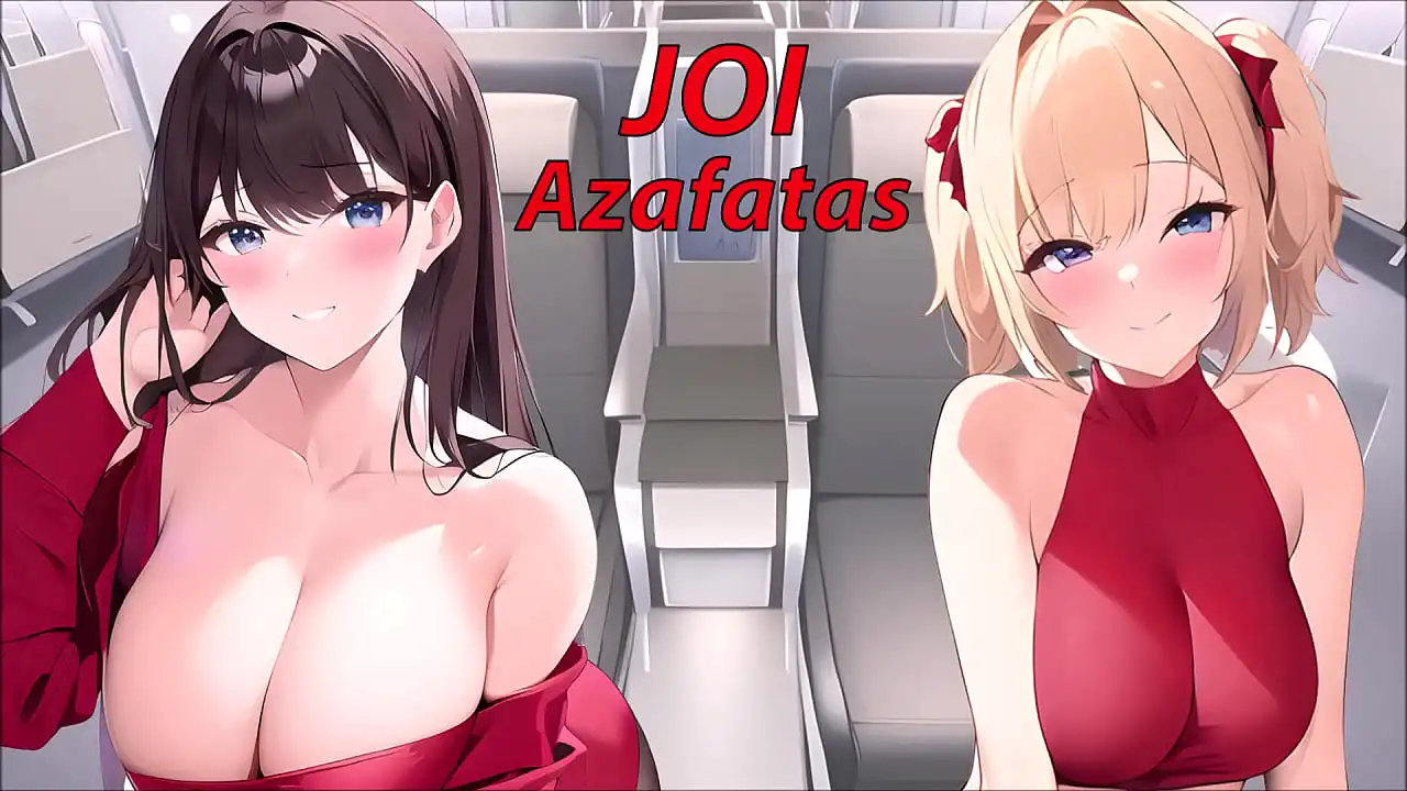 JOI hentai com as aeromoças do avião. Em espanhol.