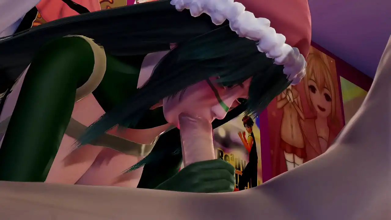 Cosplay de Ano Novo de Tsuyu Asui l 3D Hentai sem censura Boku no Hero Academia